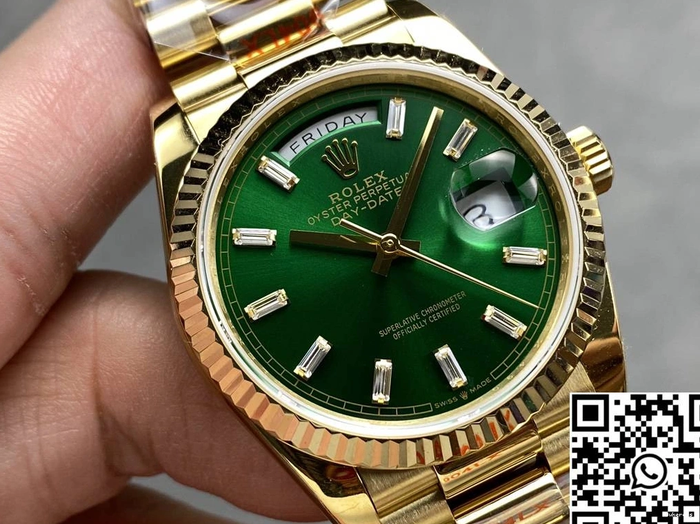 Rolex Dial Date Day Yellow QF M128238-0130 Green 36mm Steel SmoothTexture 1000 Factory v5 Tungsten Gold 0724